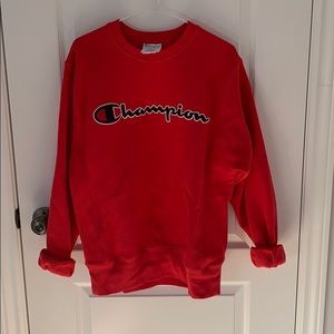 Red champion crewneck